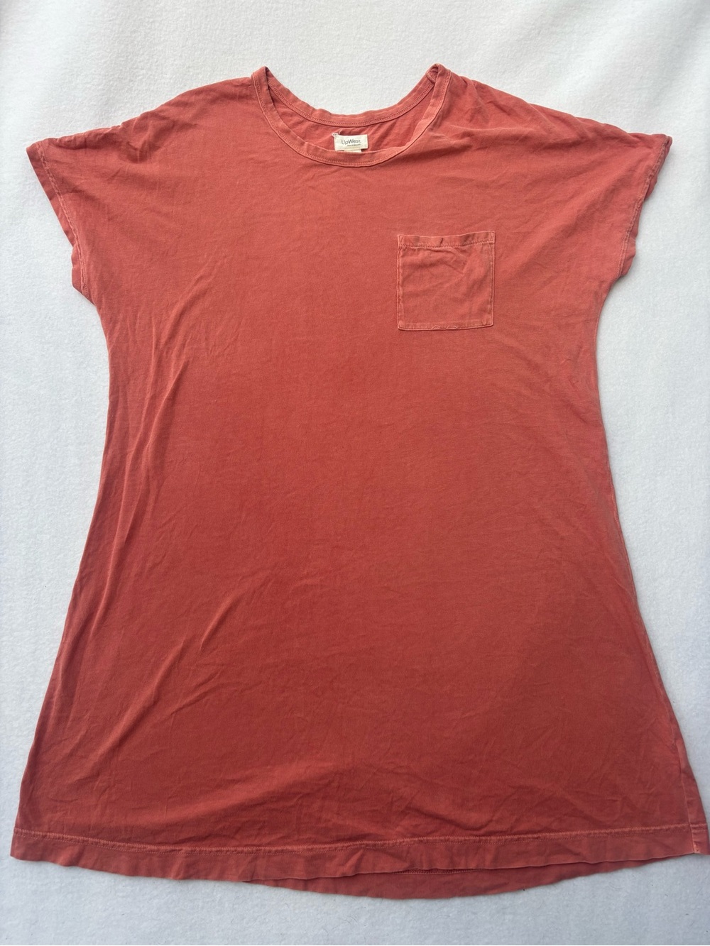 Women's Washed Pocket Tee Dress - Rust- 100% Cotton